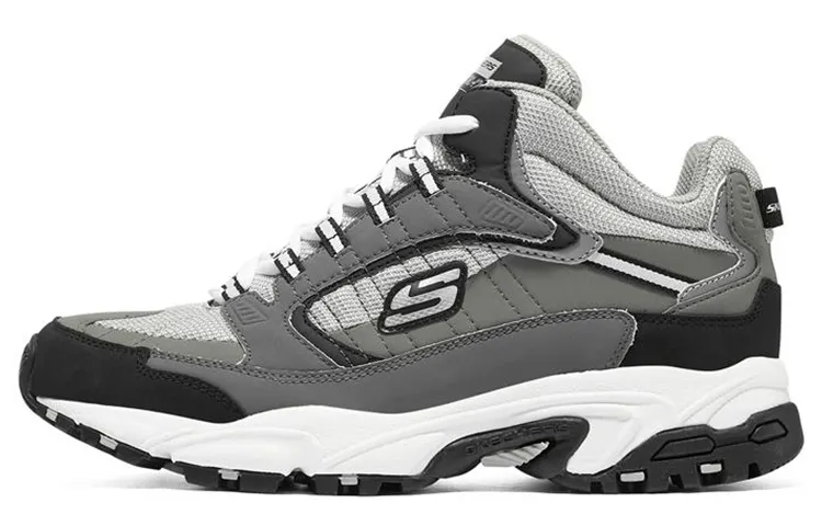Skechers Stamina Lace Up Cushioning Abrasion Resistant Mid top Chunky Sneakers Men's Gray