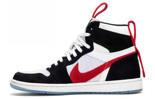 Jordan Air Jordan 1 Slip Resistant Abrasion Resistant High top Vintage Basketball Shoes Unisex Black White Red