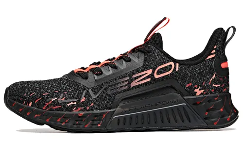 ANTA Training Shoes Men's Low Top Black Neon Bright Dark Red