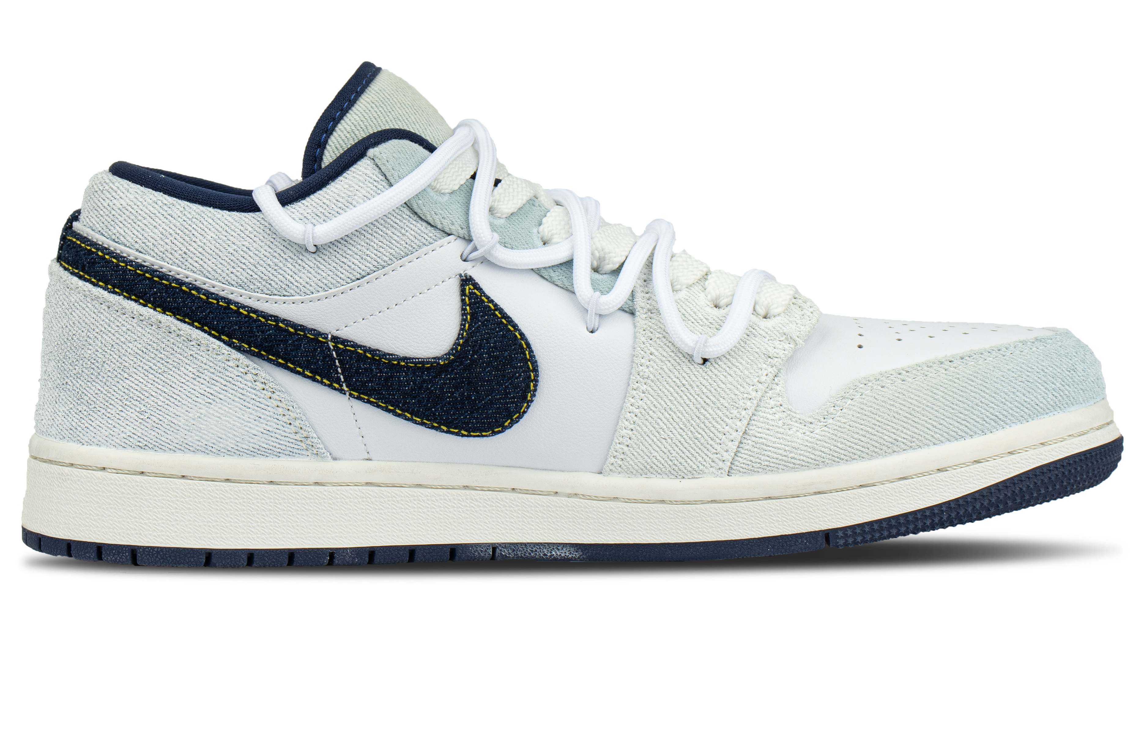 Jordan Air Jordan 1 Fabric Abrasion Resistant Abrasion Resistant Low top Vintage Basketball Shoes Men’s Light Blue