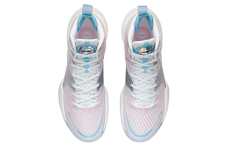 Li Ning Basketball Shoes Men’s Mid Top Standard White/Peach Pink