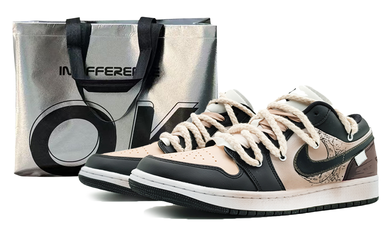 Jordan Air Jordan 1 'Panda Low top Vintage Basketball Shoes Women's Beige Brown