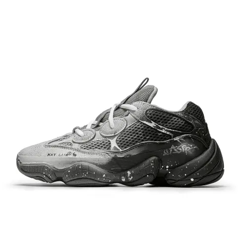Adidas Yeezy 500 Solitude Crack Slip Resistant Low top Chunky Sneakers Unisex Black Gray