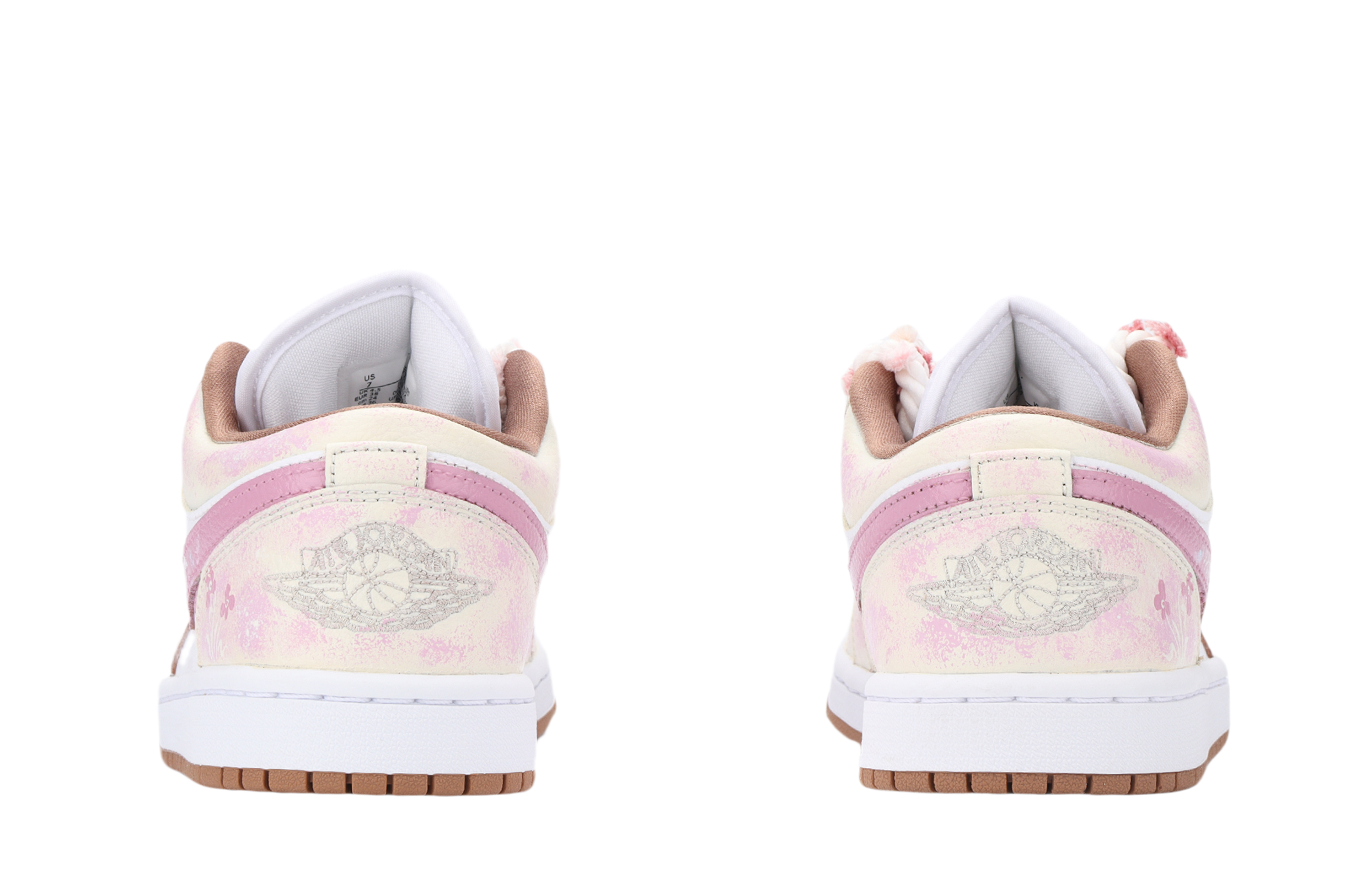 Jordan Air Jordan 1 Pink Floral Sea Abrasion Resistant Low top Vintage Basketball Shoes Unisex Pink White