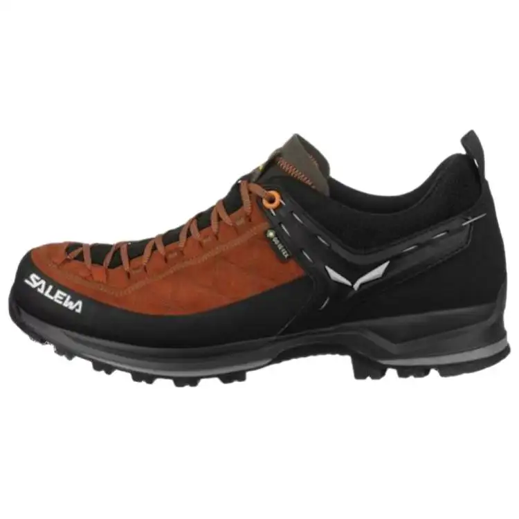 SALEWA Cushioning Slip Resistant Abrasion Resistant Waterproof Low top Hiking Shoes Men's Brown Black