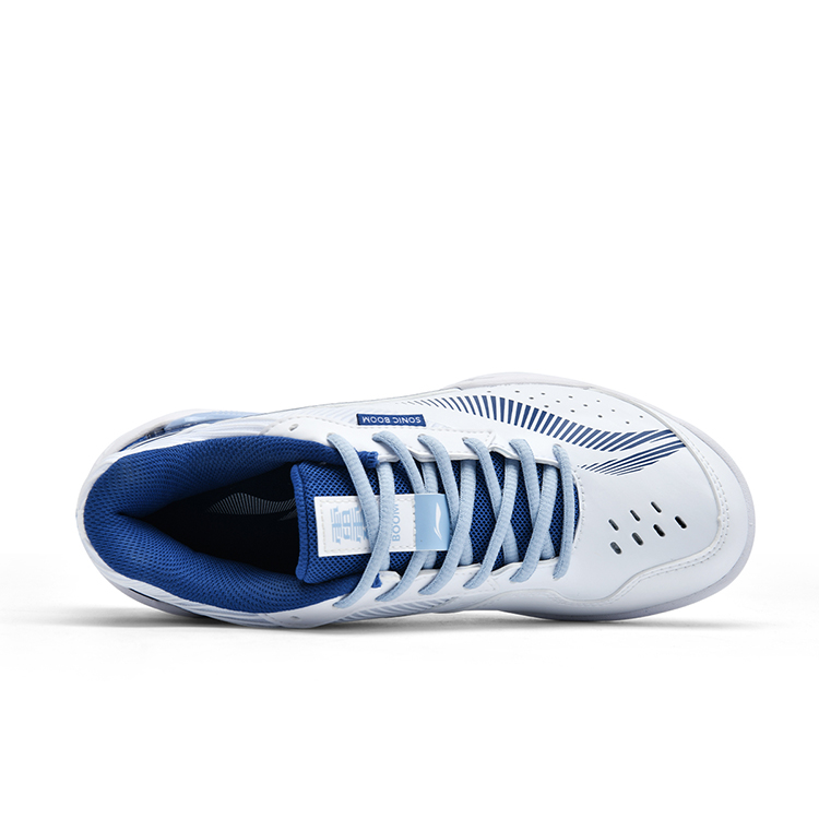 Li Ning Thunder Sonic Boom Cushioning Slip Resistant Abrasion Resistant Low top Badminton Shoes Unisex White Blue