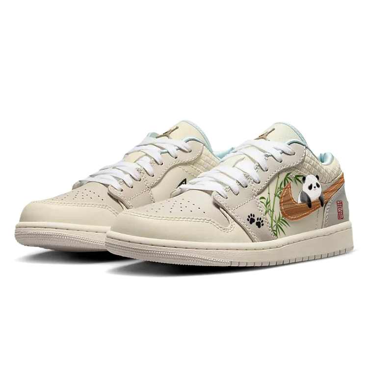 Jordan Air Jordan 1 Slip Resistant And Breathable Low top Vintage Basketball Shoes Women’s Beige Brown
