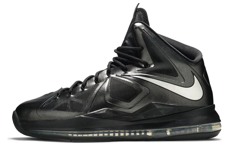 Nike Lebron 10 Carbon round toe lace-up non-slip wear-resistant high-top practical basketball shoes men's black
