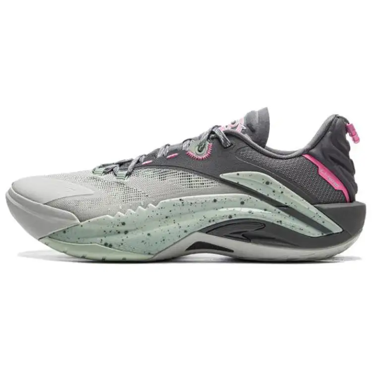 Li Ning Low top Outdoor Performance Basketball Shoes Men's Gray Cyan Pink