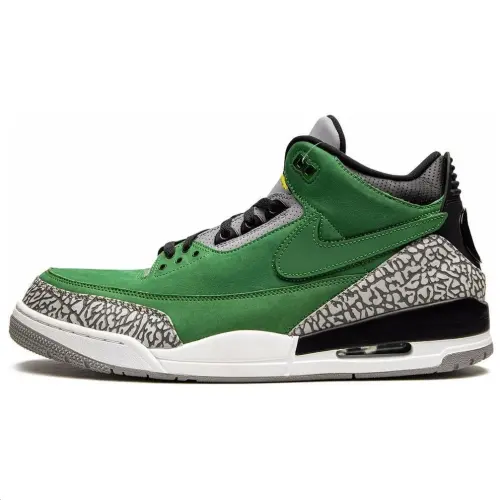 Jordan Air Jordan 3 Slip Resistant Mid top Vintage Basketball Shoes Unisex Apple Green