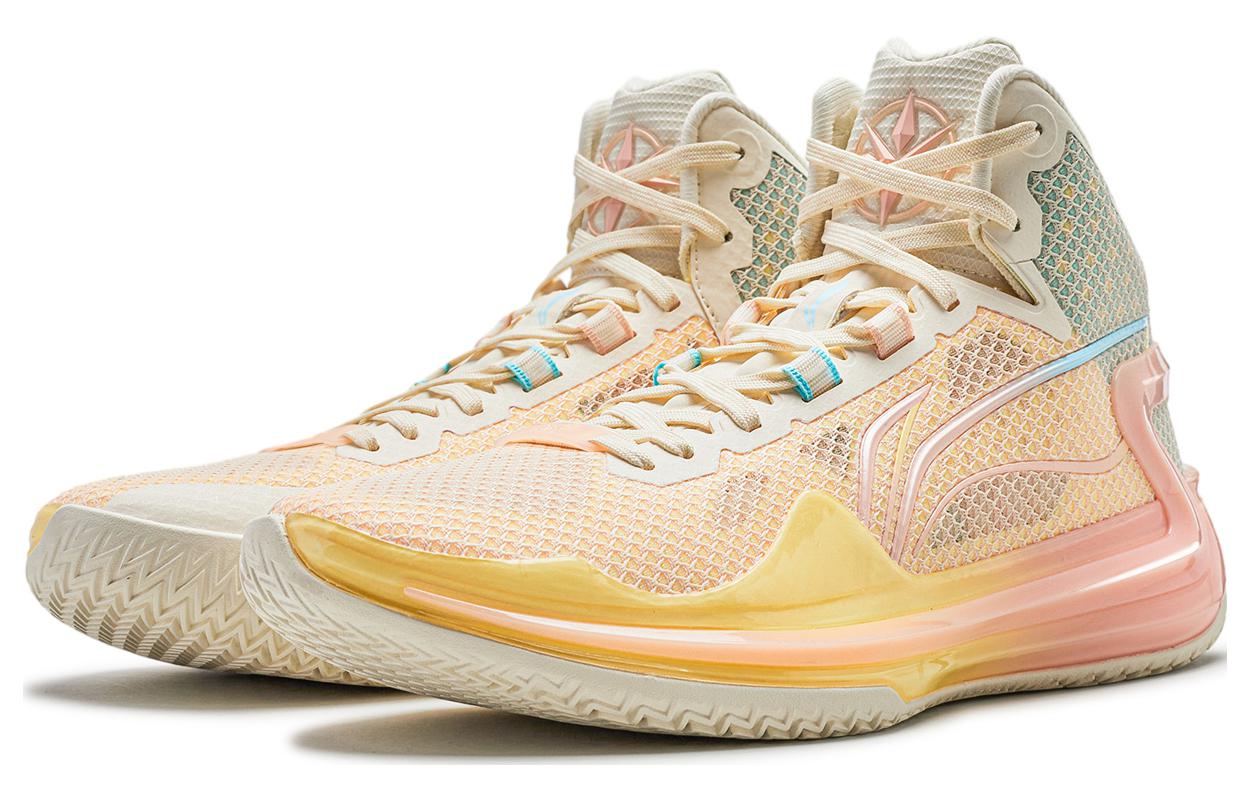 Li Ning Liren 4 Basketball Shoes Men’s Mid Top Neon Yellow/Light Old Gold/Cool Blue