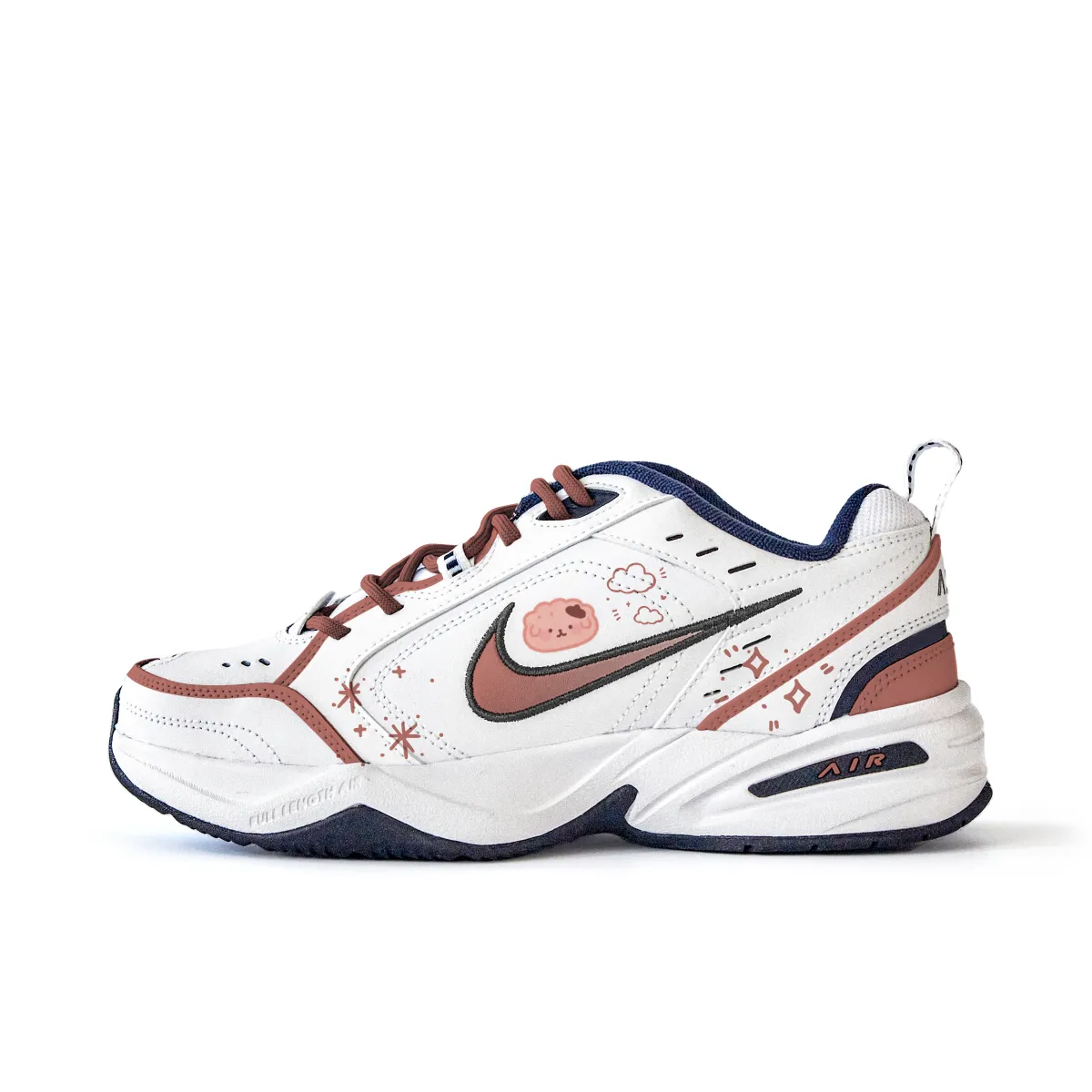 Nike Air Monarch 4 Slip Resistant Abrasion Resistant Low top Chunky Sneakers Unisex White Red