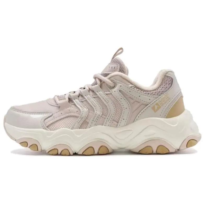 XTEP Chunky Sneakers Women's Low Top Pink Brown/Mica Gray