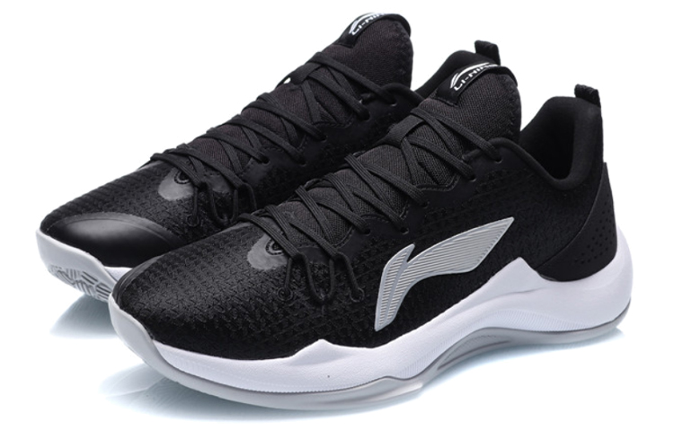 Li Ning Magic Cloud Abrasion Resistant Breathable Low top Basketball Shoes Men’s Black White Fleece Lined