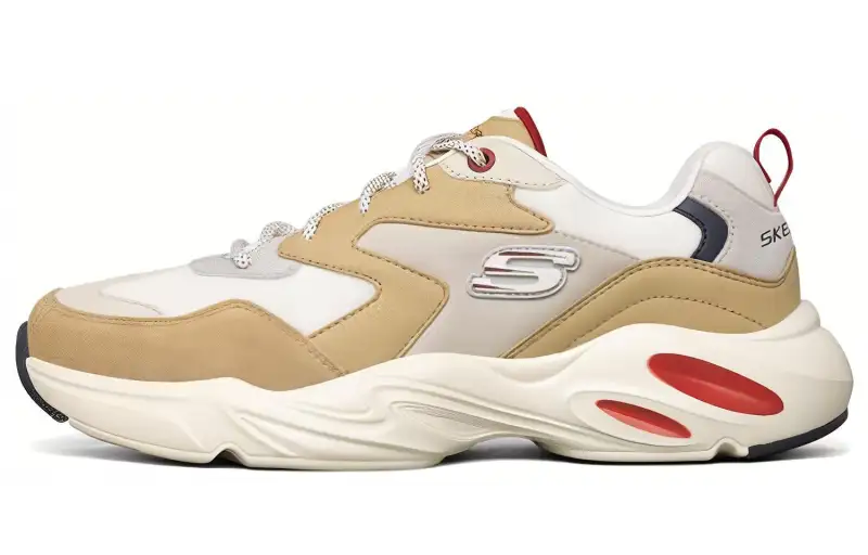 Skechers Stamina Airy D'LITES Comfortable Abrasion Resistant Low top Chunky Sneakers Men's White Gray Brown