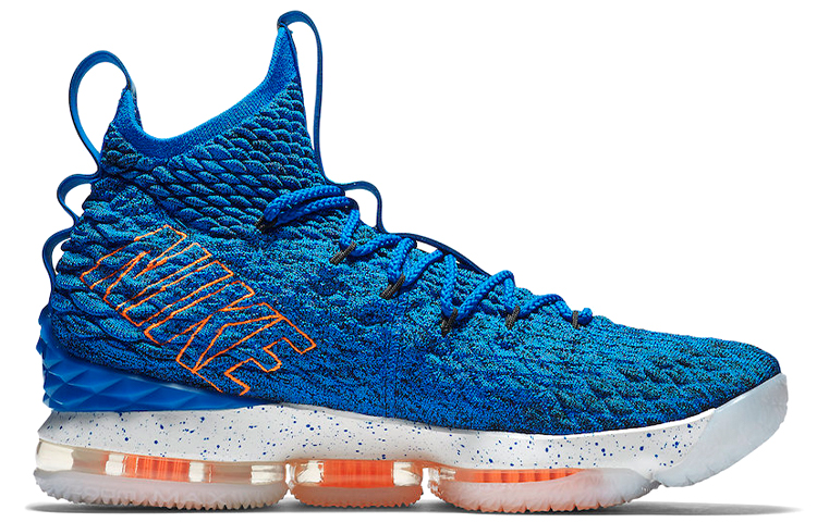 Мужские кроссовки Nike Lebron 15 EP Hardwood Classics OG (сине-белые) — фото 2