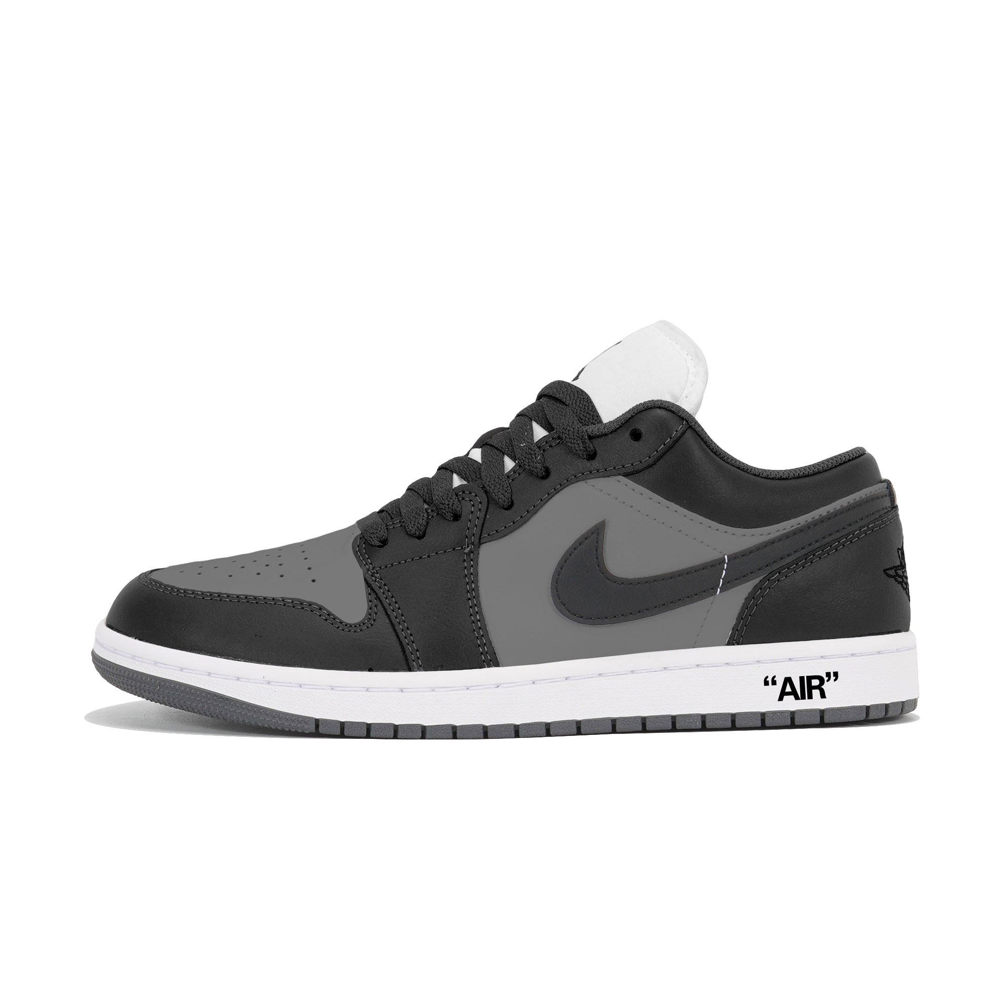 Jordan Air Jordan 1 Slip Resistant Abrasion Resistant Low top Vintage Basketball Shoes Unisex Black Gray
