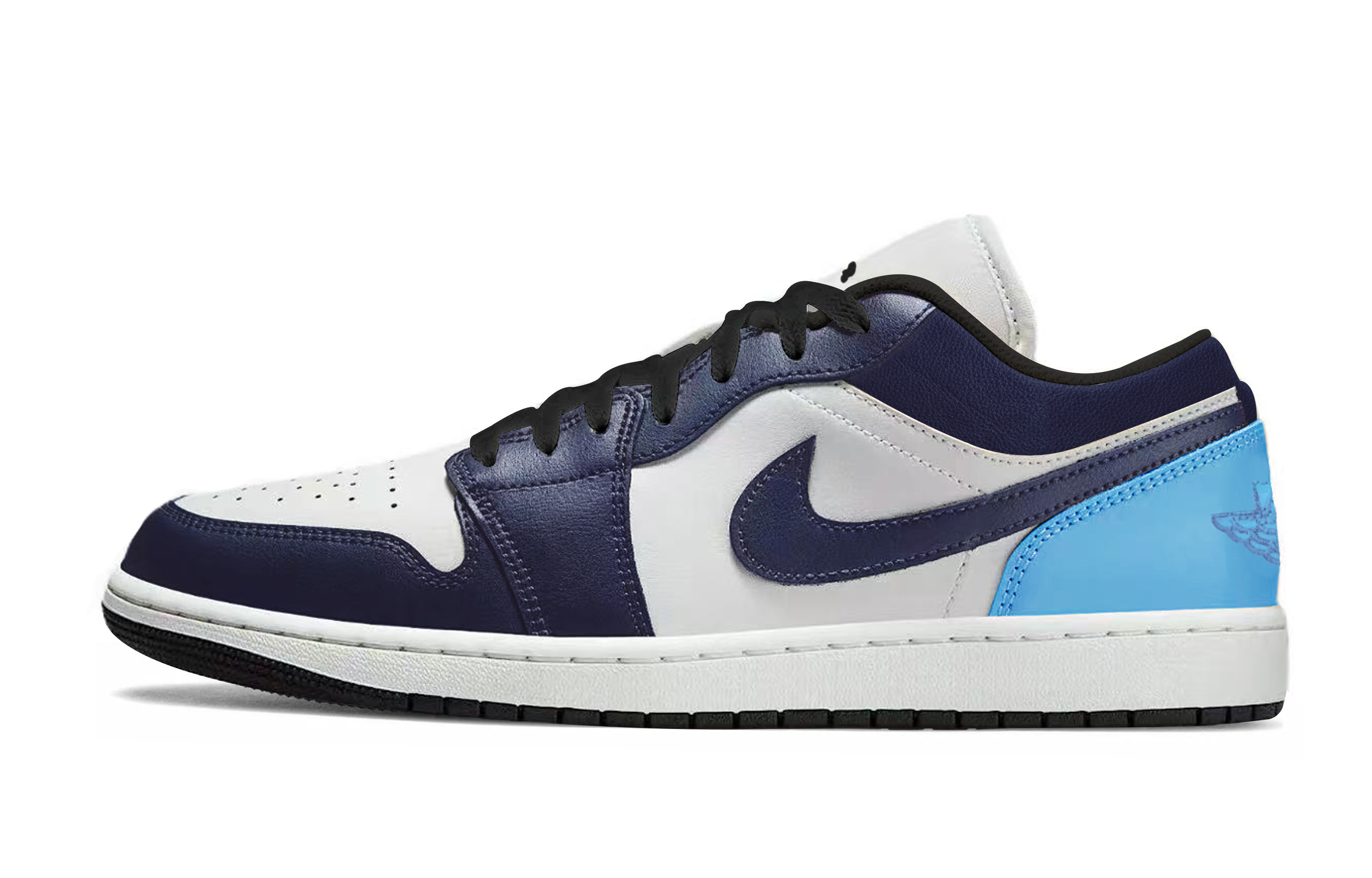 Jordan Air Jordan 1 Slip Resistant Abrasion Resistant Low top Skateboard Shoes Unisex White Blue Black