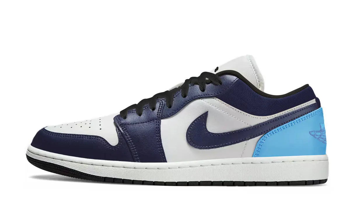 Jordan Air Jordan 1 Slip Resistant Abrasion Resistant Low top Skateboard Shoes Unisex White Blue Black