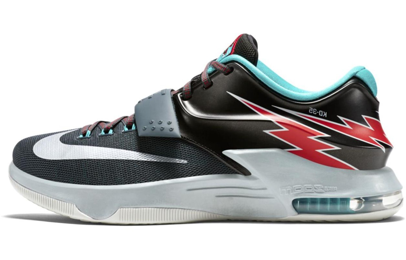 Nike KD 7 Flight Durant 7 Velcro stitching non-slip lightweight low-top practical basketball shoes men's black gray foreign version