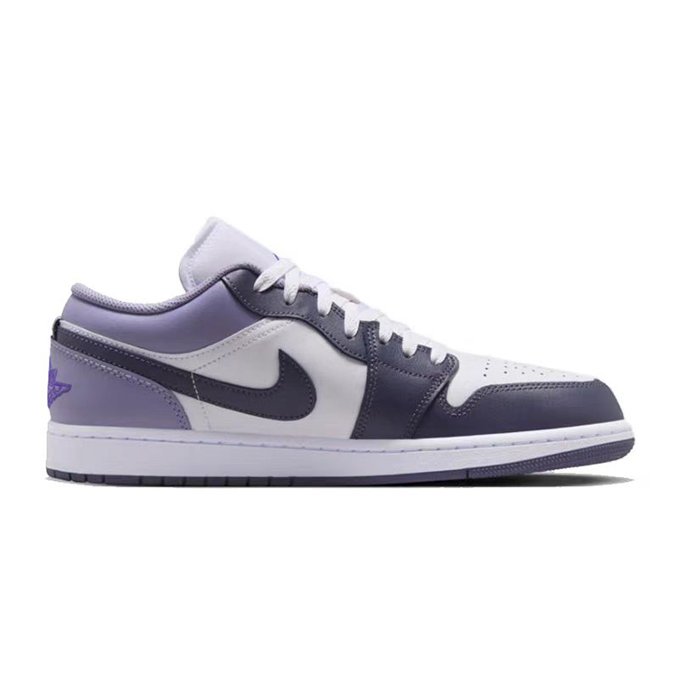 Jordan Air Jordan 1 Slip Resistant Abrasion Resistant Low top Vintage Basketball Shoes Men’s Purple White