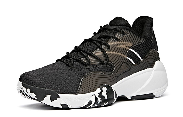 Anta Cushioning Slip Resistant Abrasion Resistant Low top Basketball Shoes Men’s Black White