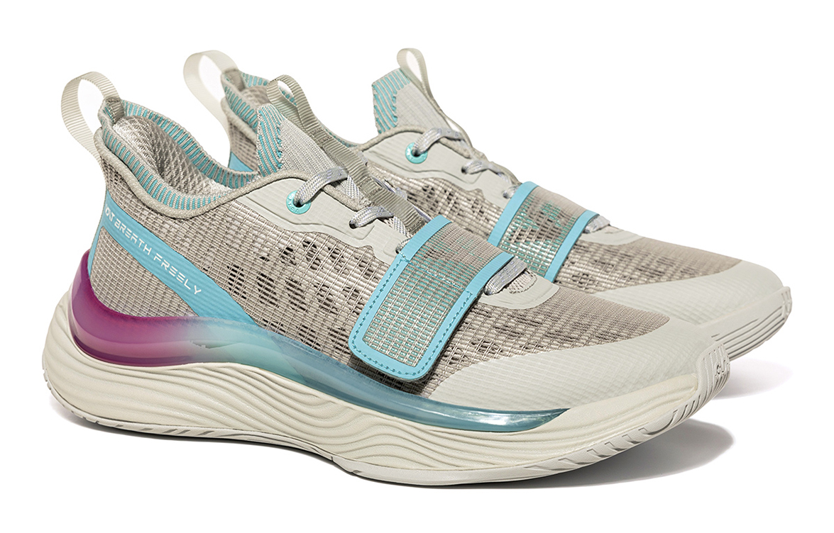 VOIT Cushioning, Slip Resistant, And Abrasion Resistant Low Top Basketball Shoes Unisex Light Gray/Blue