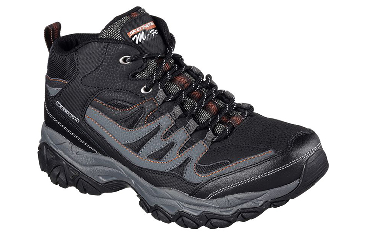 Skechers After Burn Memory Leather Cushioning, Wear Resistant Mid top Mountaineering Hiking Shoes Men’s Black