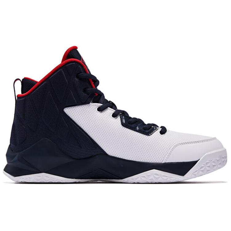 QIAODAN Slip Resistant, Abrasion Resistant, Breathable High top Basketball Shoes Men’s White Blue