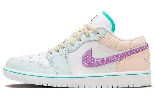 Jordan Air Jordan 1 Low Slip Resistant Low top Skateboard Shoes Men's White Blue Purple