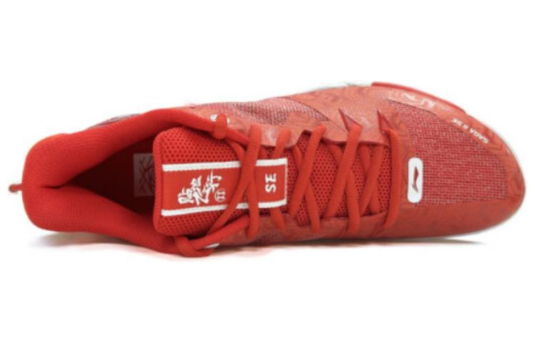 Li Ning Flying Close To The Ground Slip Resistant Abrasion Resistant Low top Badminton Shoes Unisex Red White