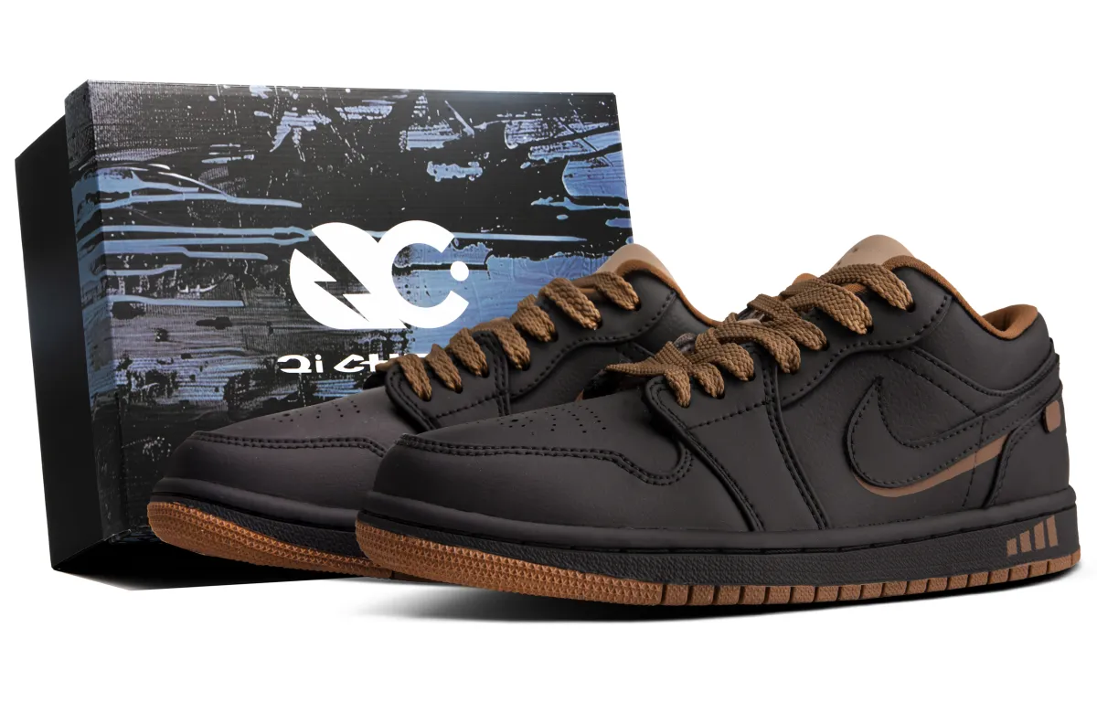 Jordan Air Jordan 1 Vintage Basketball Shoes Men's Low-top Black/Brown