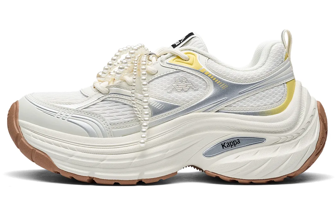 Kappa Back to Back Slip Resistant, Abrasion Resistant, Height Increasing Low top Chunky Sneakers Women's White Silver