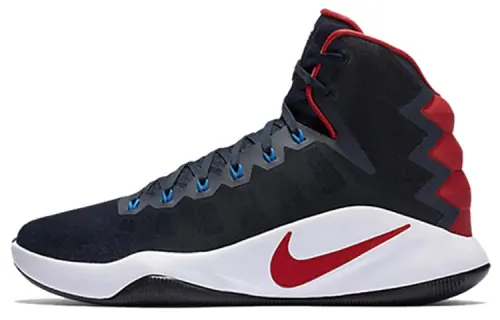 Nike Hyperdunk 2016 Dark Obsidian Olympic Team USA Color Blocking Anti-Slip Lightweight High Top Practical Basketball Shoes Men's Black Red