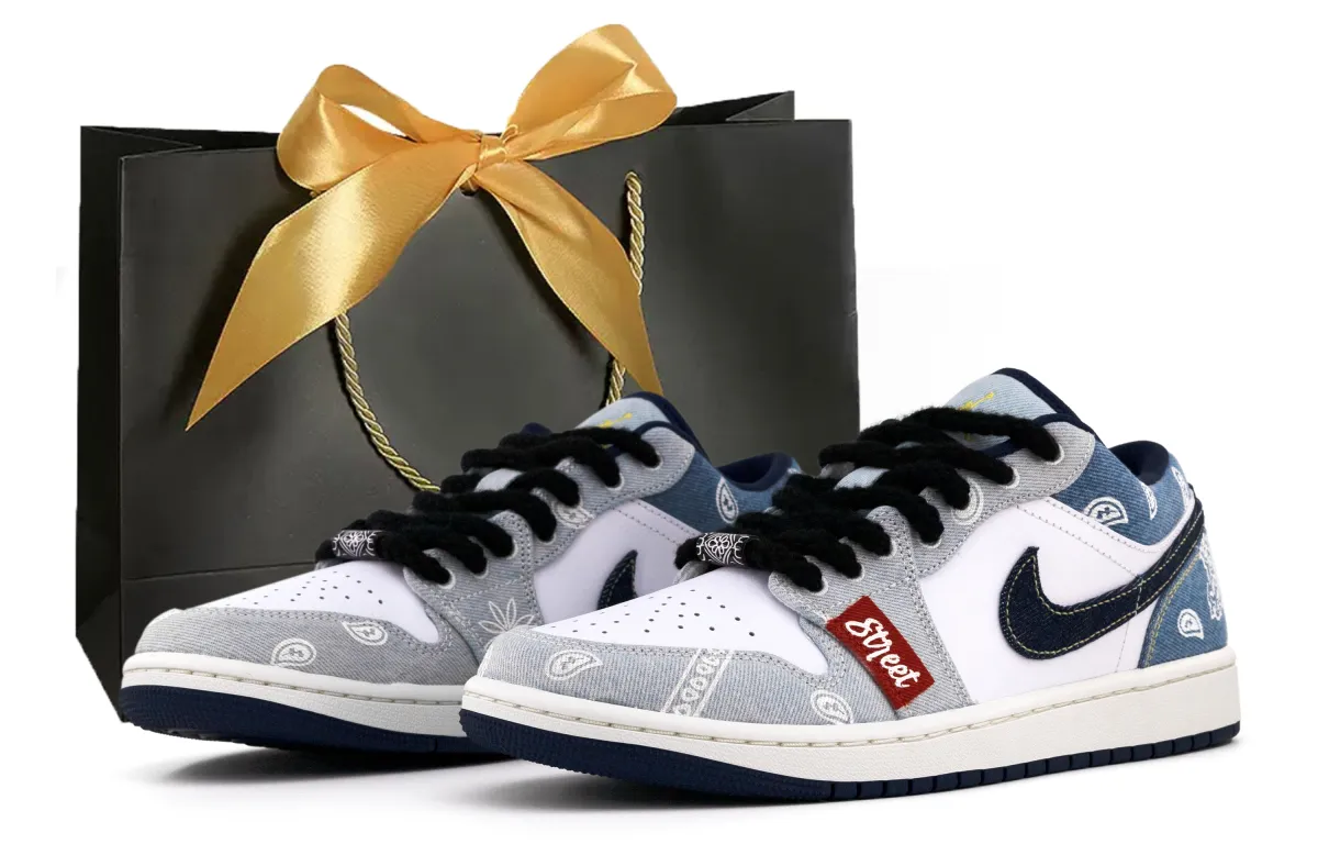 Jordan Air Jordan 1 Low top Vintage Basketball Shoes Men's Denim Blue