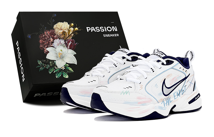 Nike Air Monarch 4 Textile, Leather Cushioning Low top Chunky Sneakers Unisex White