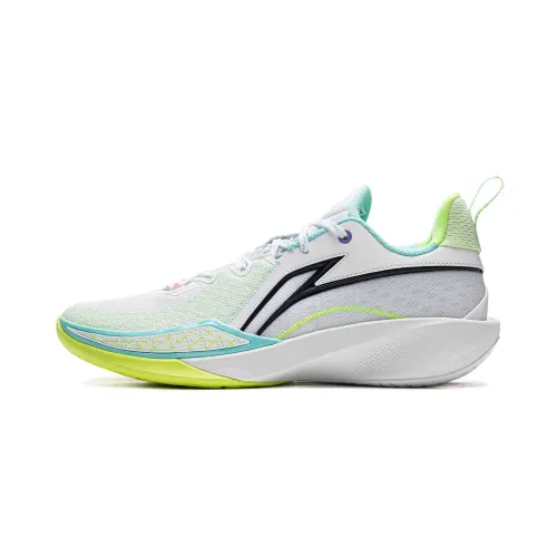 Li Ning Speed 2 Cushioning Slip Resistant Breathable Rebound Low top Basketball Shoes Men's Standard White
