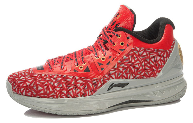 Li Ning WOW 4 Basketball Shoes Unisex Mid Top Red/Gray