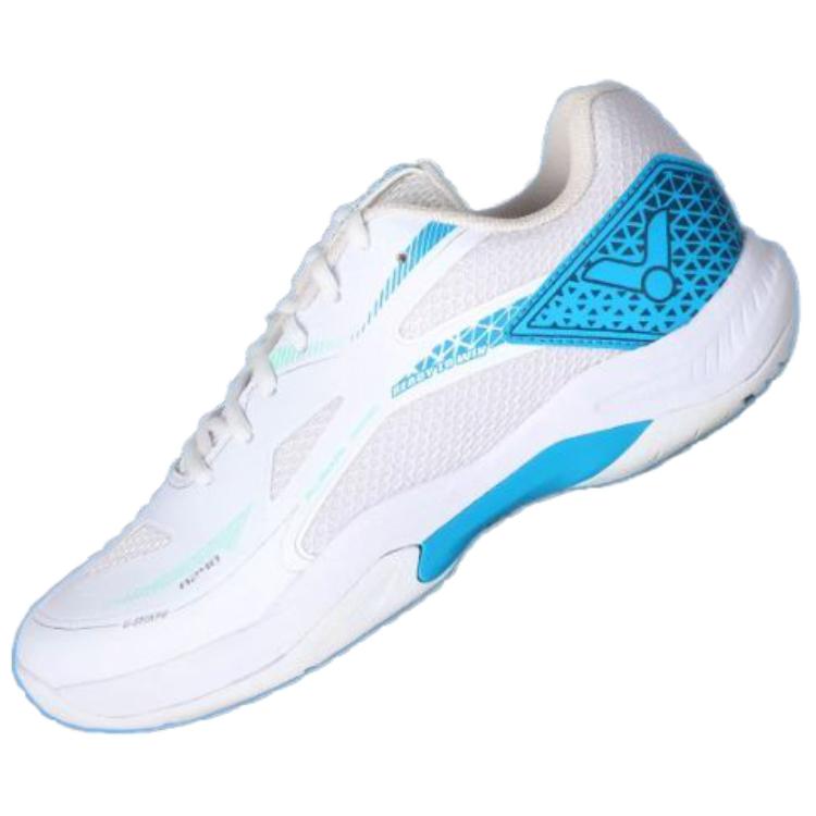 VICTOR Mesh, Synthetic Leather Cushioning Slip Resistant Low top Badminton Shoes Unisex White Blue