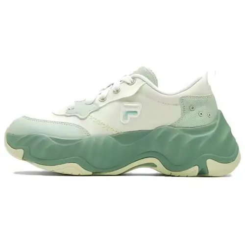 FILA Fusion Textile, Synthetic Leather Low top Chunky Sneakers Women's Foam Green