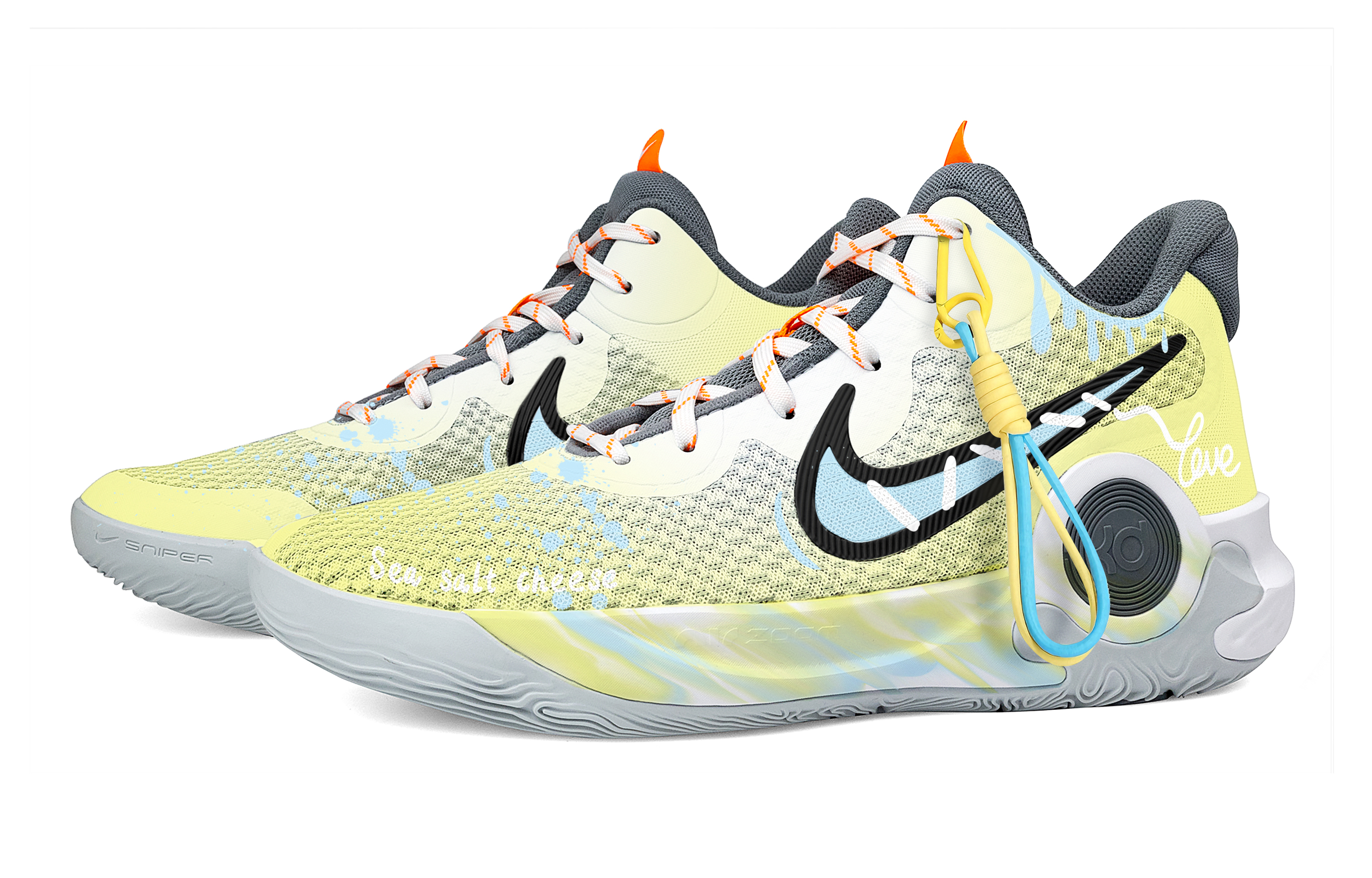 Nike KD Trey 5 IX Slip Resistant Abrasion Resistant Mid top Basketball Shoes Unisex Blue Yellow