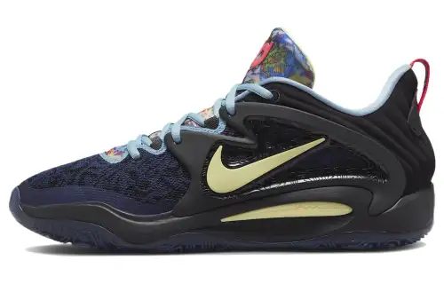 Nike KD 15 Durant 15 round head comfortable low top basketball shoes men and women same style black and blue foreign version