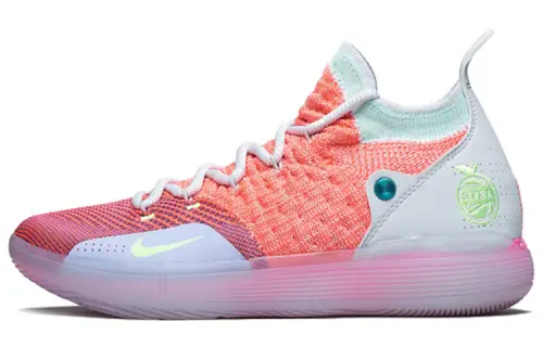 Nike KD 11 EYBL Peach Jam OG model, peach jam, shock-absorbing, non-slip, wear-resistant, mid-top basketball shoes, men's pink blue