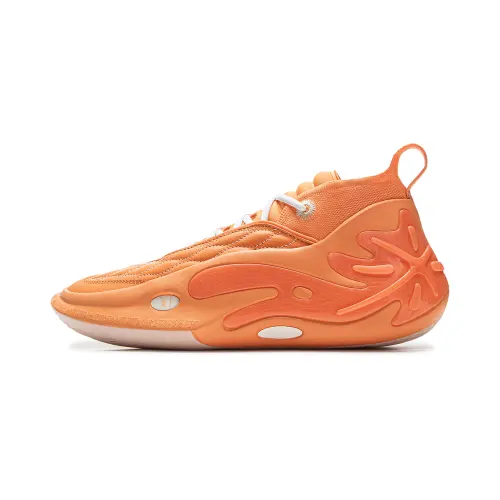 Li Ning Wow11 Cushioning Lightweight Rebound Mid top Basketball Shoes Men's Cloud Satin Orange