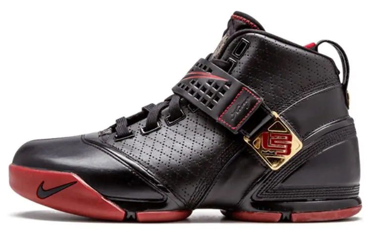Nike Lebron 5 Black Crimson Metallic Gold James 5 High top Basketball Shoes Men's Black Red