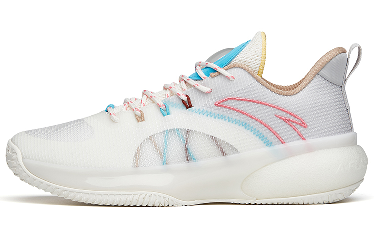ANTA Cement Killer Basketball Shoes Men's Low Top Ivory White/Microchip Gray/Chlorine Blue