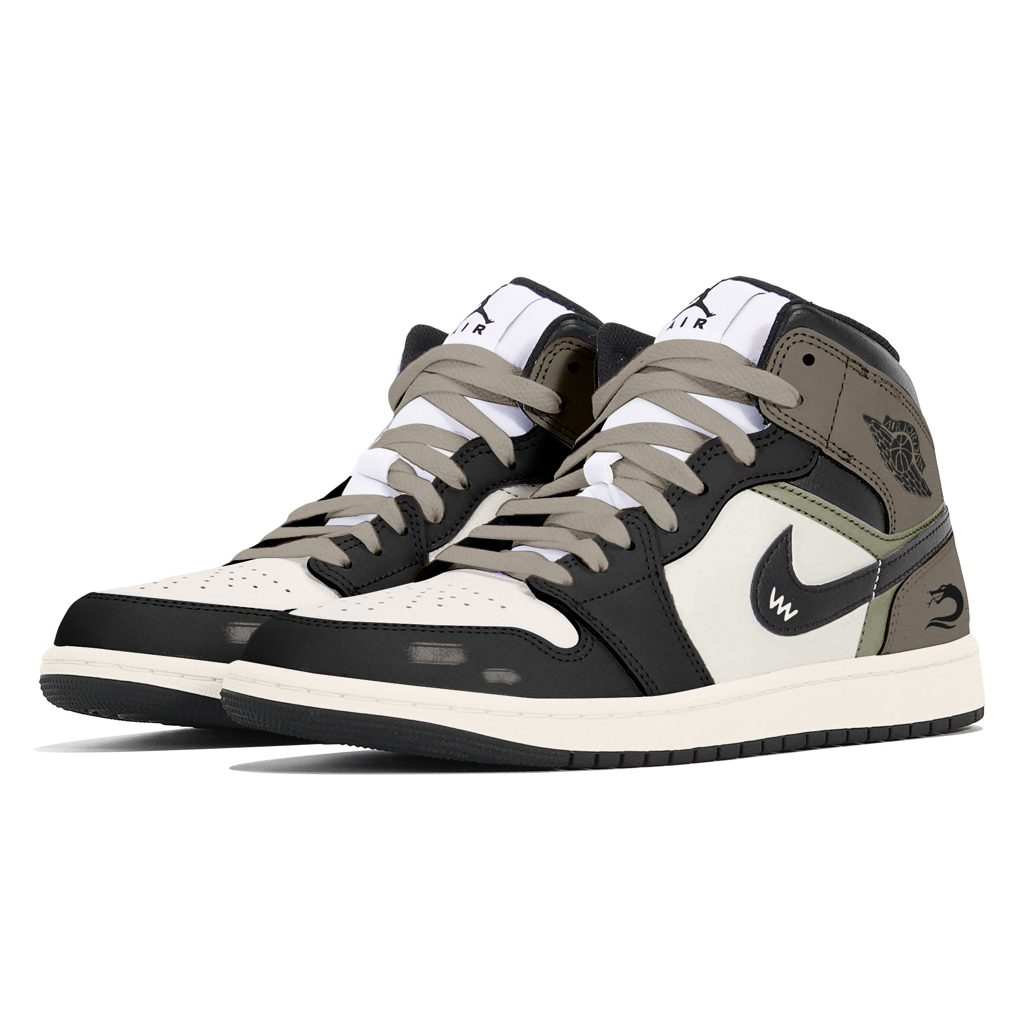 Jordan Air Jordan 1 Abrasion Resistant Slip Resistant Mid top Vintage Basketball Shoes Men’s Black Brown