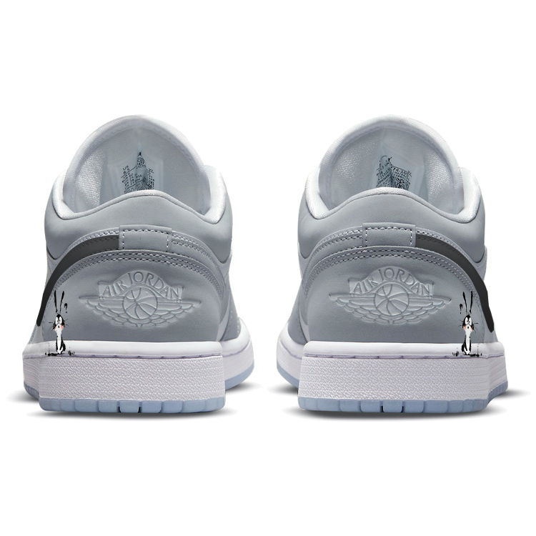 Jordan Air Jordan 1 Rabbit Minimalist Style Slip Resistant Low top Vintage Basketball Shoes Women’s Gray White