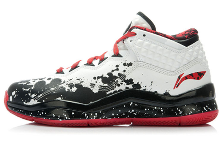 LiNing WOW 3 Wade's Way 3 305 shock-absorbing, non-slip, wear-resistant, mid-top basketball shoes, men's black, red and white