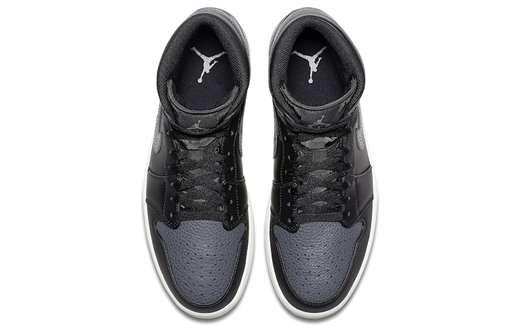 Мужские кроссовки Jordan Air Jordan 1 Mid (темно-серые) — Чёрный / серый — фото 4